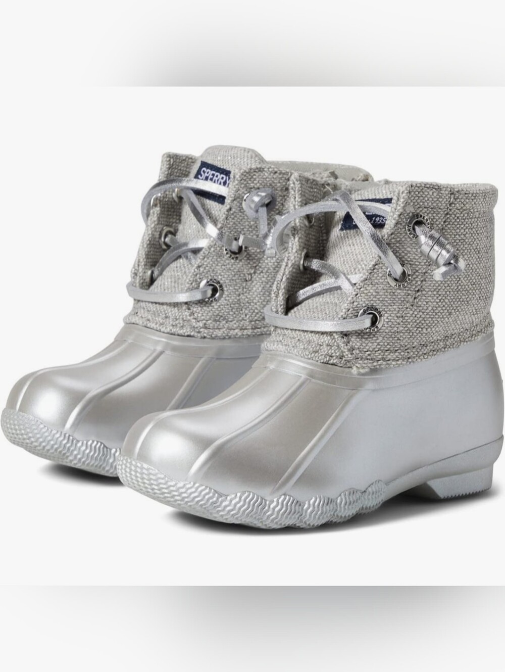 Sperry Kids Metallic Silver Duck Boot Sneakers Size 10M